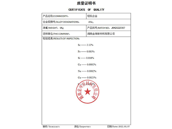 鋁鈧合金2%