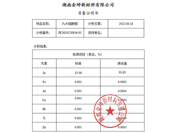 九水硫酸銦